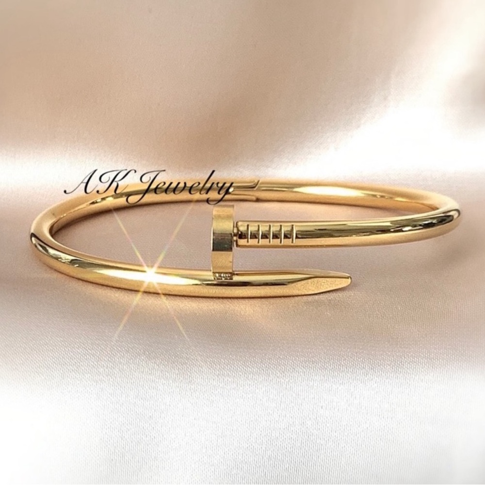 💎LUXURY GOLD NAIL BRACELET High End Style Stackable Bangle Men and Women